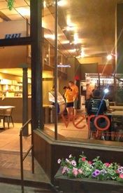 The inside of a restaurant.